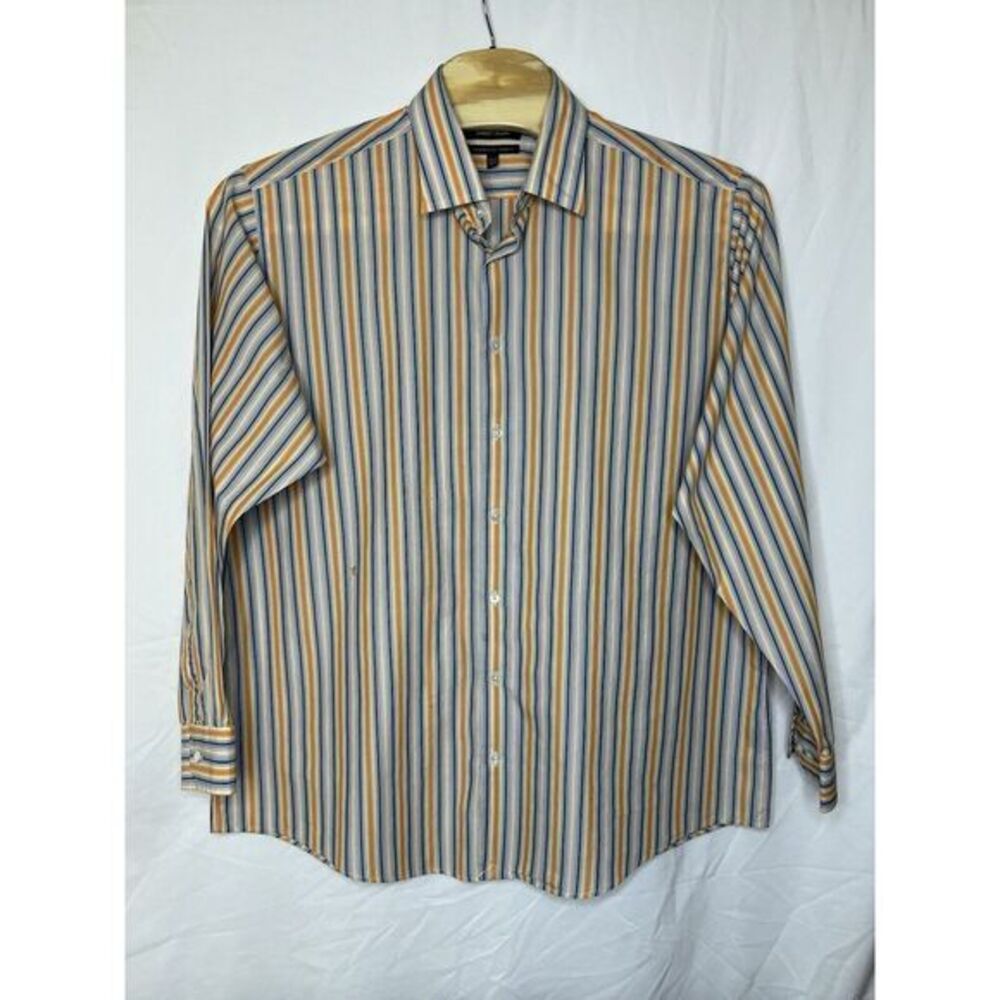Murano Mens Size‎ 3XL Tall European Fabric Long Sleeve Striped Shirt-Cotton